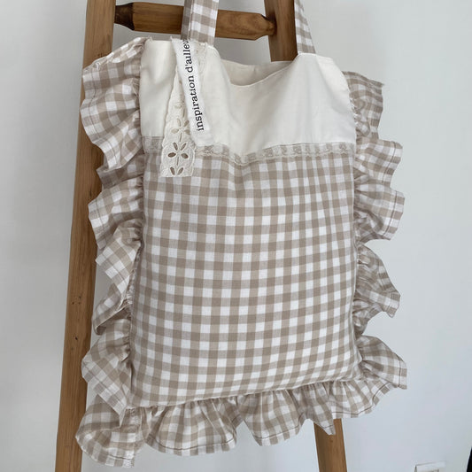 Cabas Eugénie en vichy beige