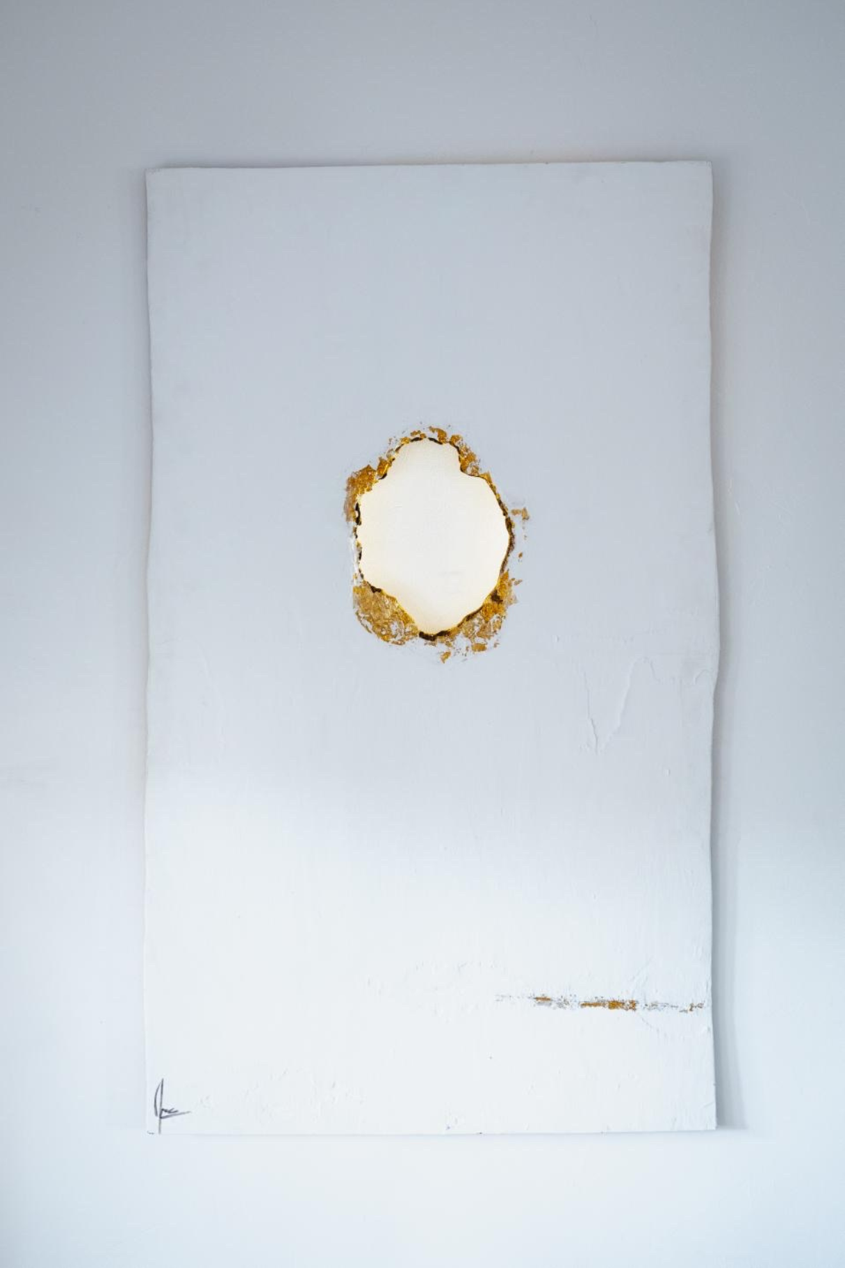 Tableau murale lumineux blanc en bois brulé feuille d'or