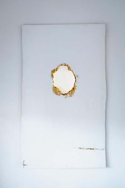 Tableau murale lumineux blanc en bois brulé feuille d'or