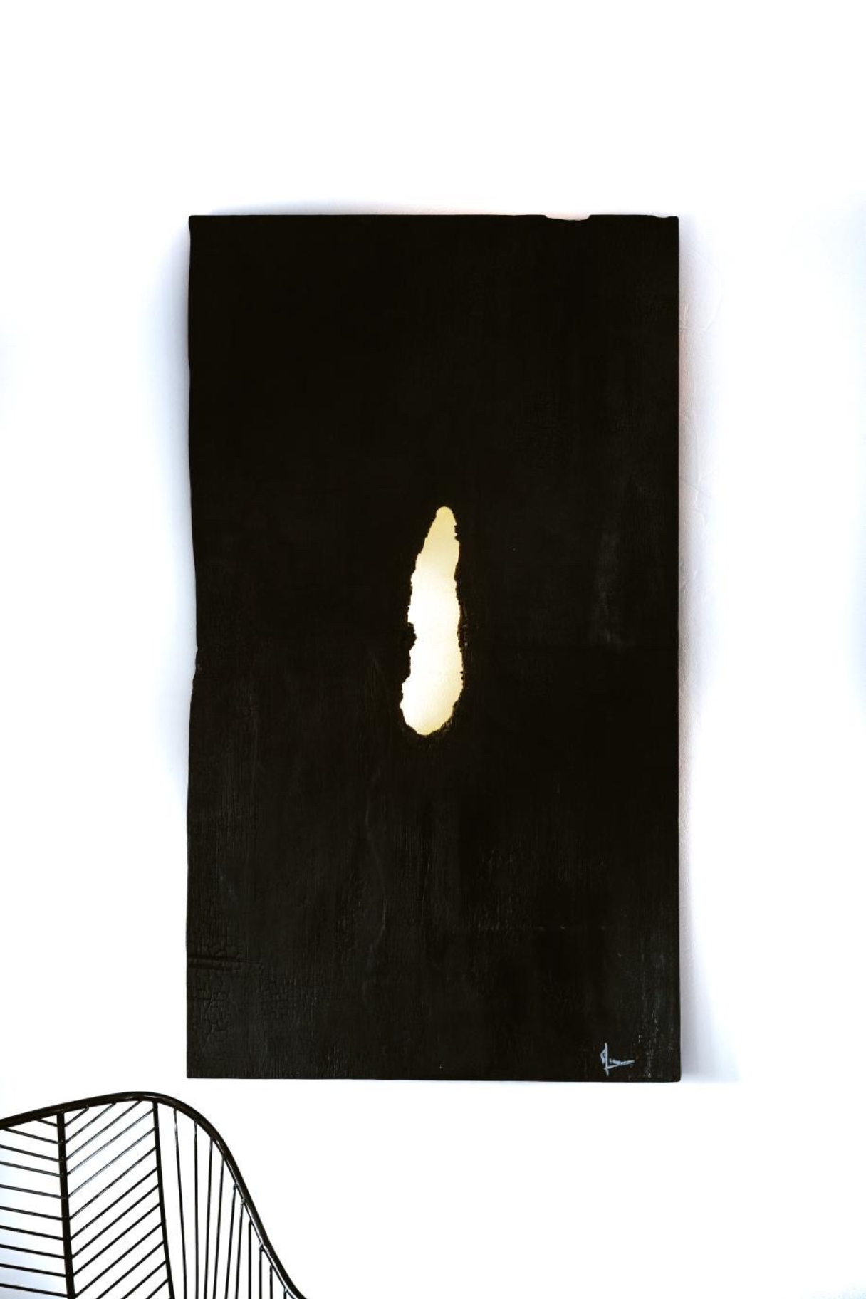 Luminaire Mural bois brûlé ouverture au centre